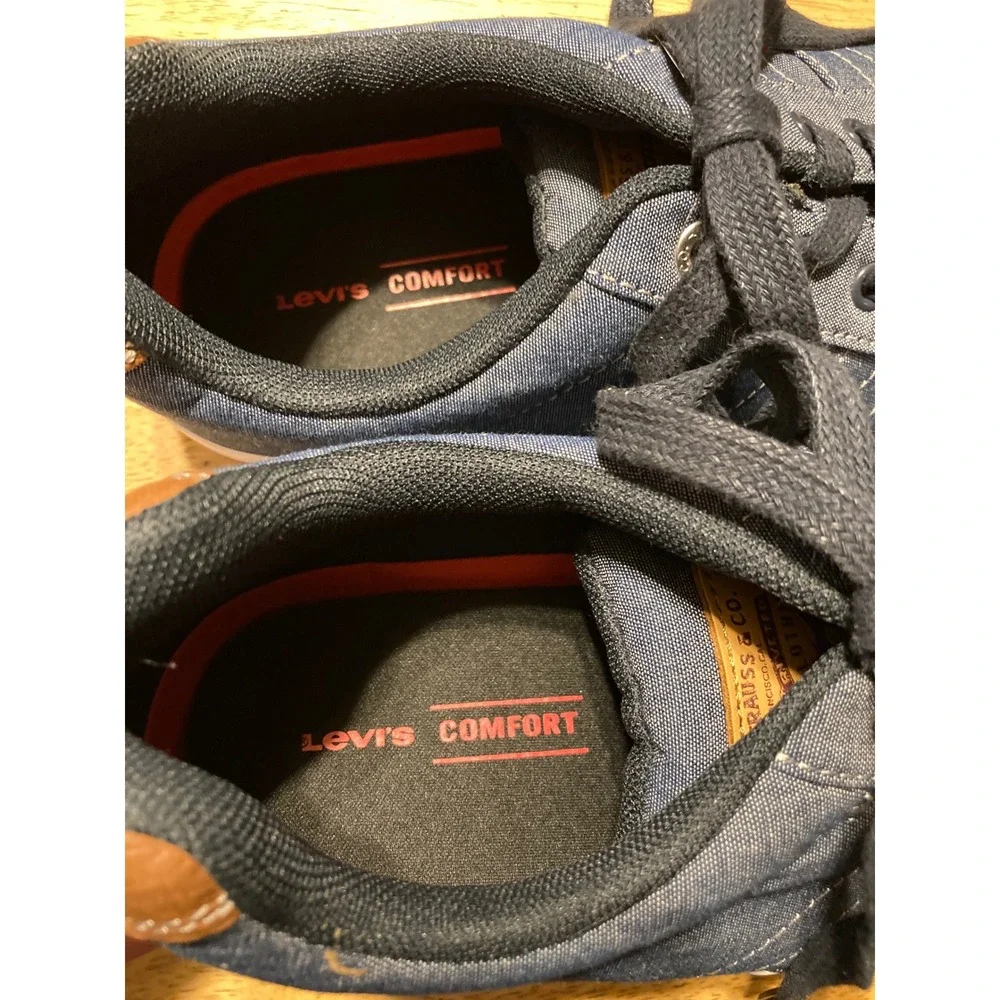 Levis Mens Comfort Denim Low Top Sneakers Blue Size 12 Casual Boat